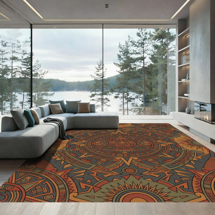Earth Tones Sun Stone Calendar Rug