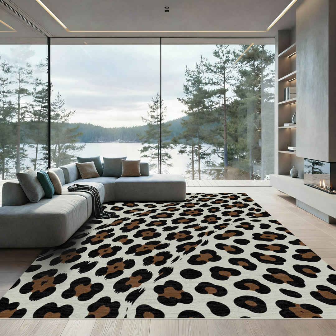 Leopard spots gray brown Rug