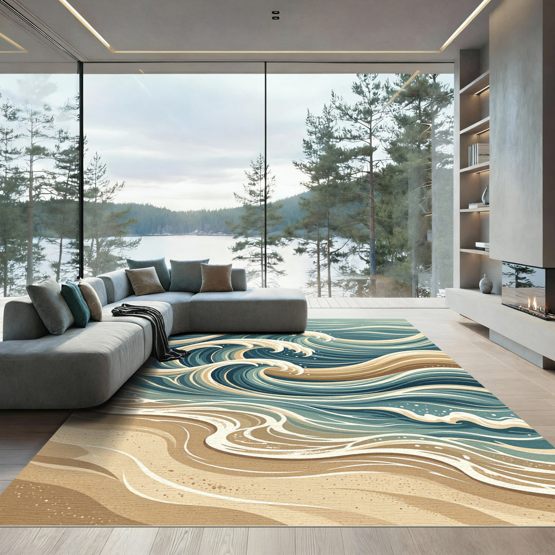 Artistic Abstract Wave Rug
