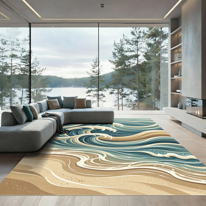 Artistic Abstract Wave Rug