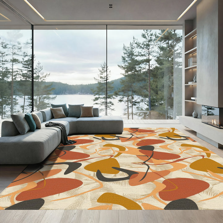 Organic Ochre And Burnt Orange Shapes Rug