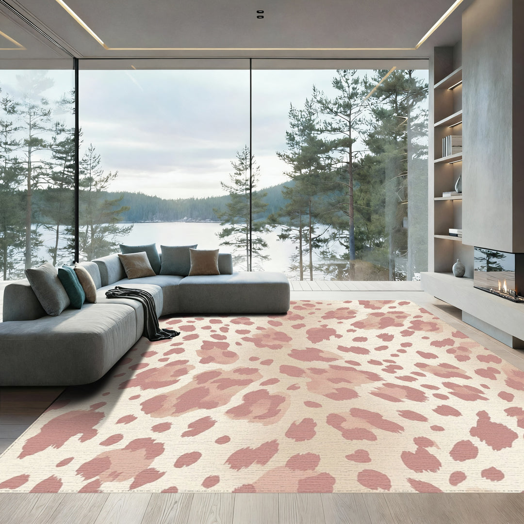 Rosy Pink Leopard Spots Rug