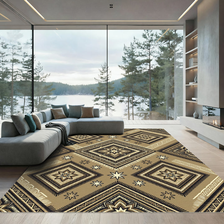 Tribal Geometric Diamond Star Rug