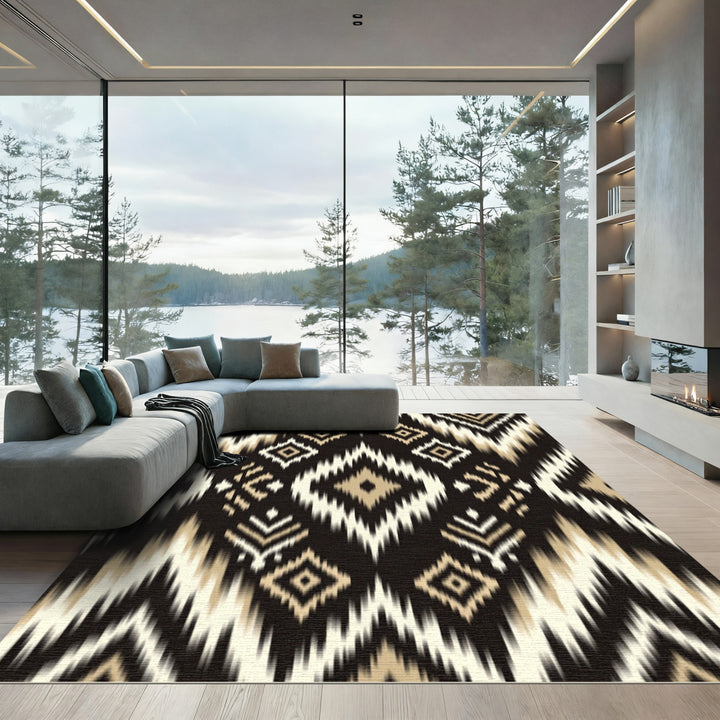 Abstract Zigzag Ikat Diamond Rug