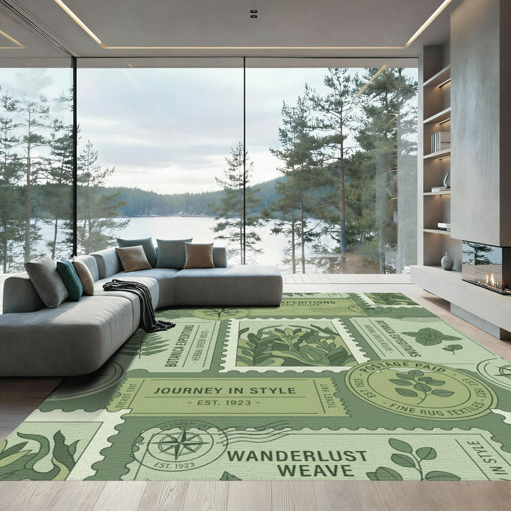 Botanica Expeditions Green Botanical Postage Rug