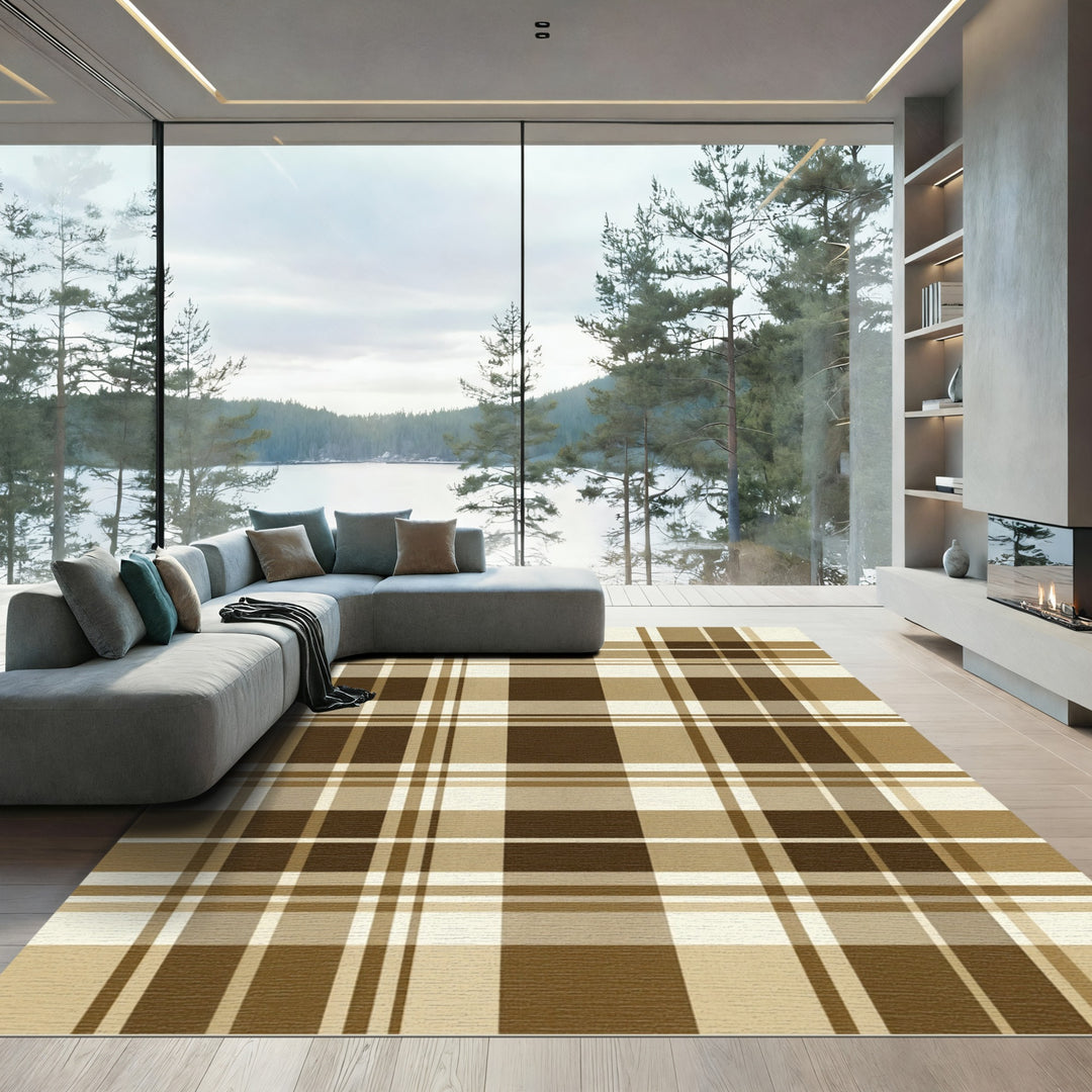 Classic Earthy Tone Plaid Rug