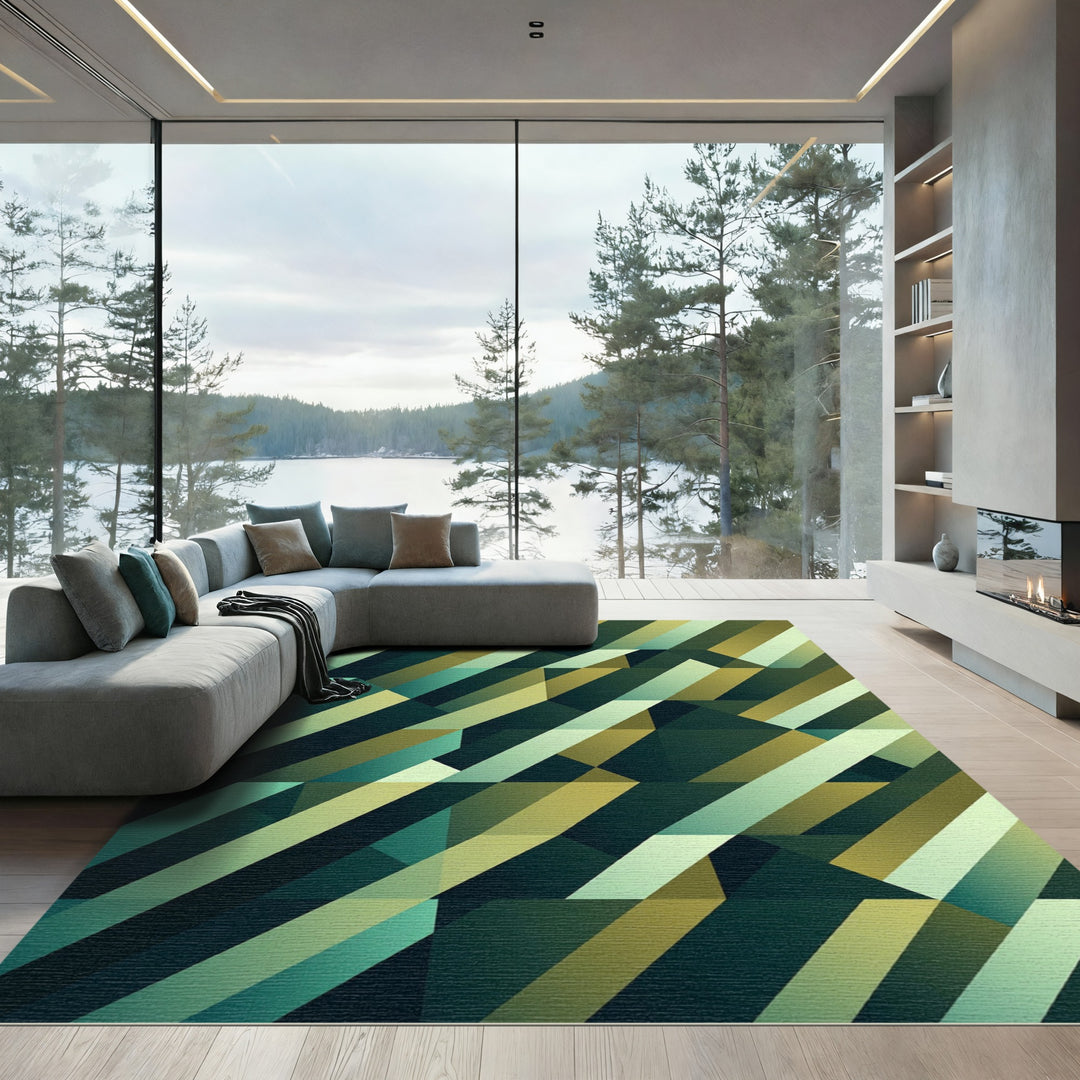 Tonal Geometric Diagonal Stripes Rug