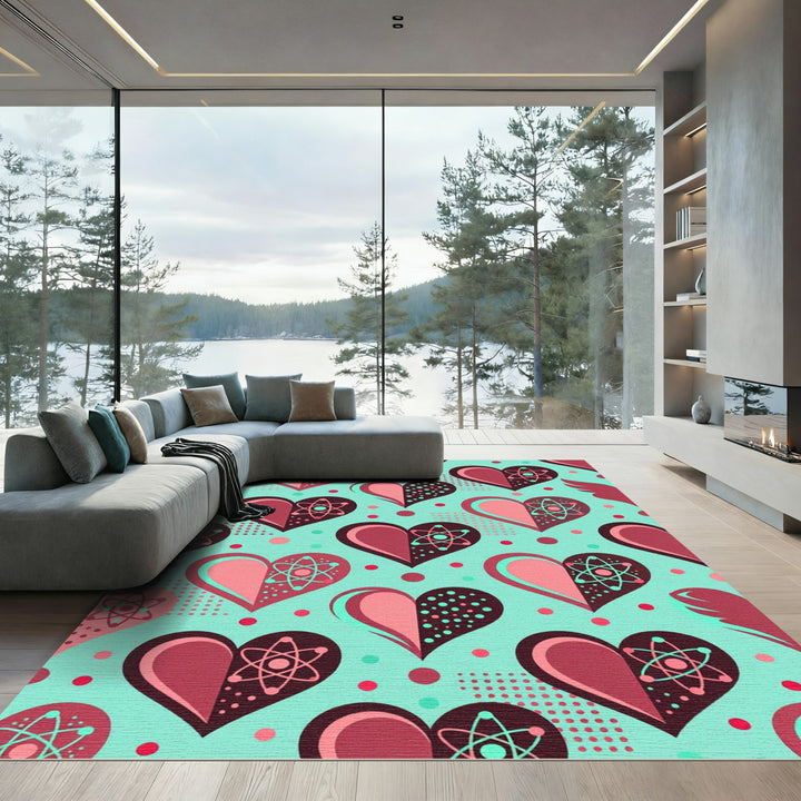 Atomic Heart Geometric Teal Pink Rug