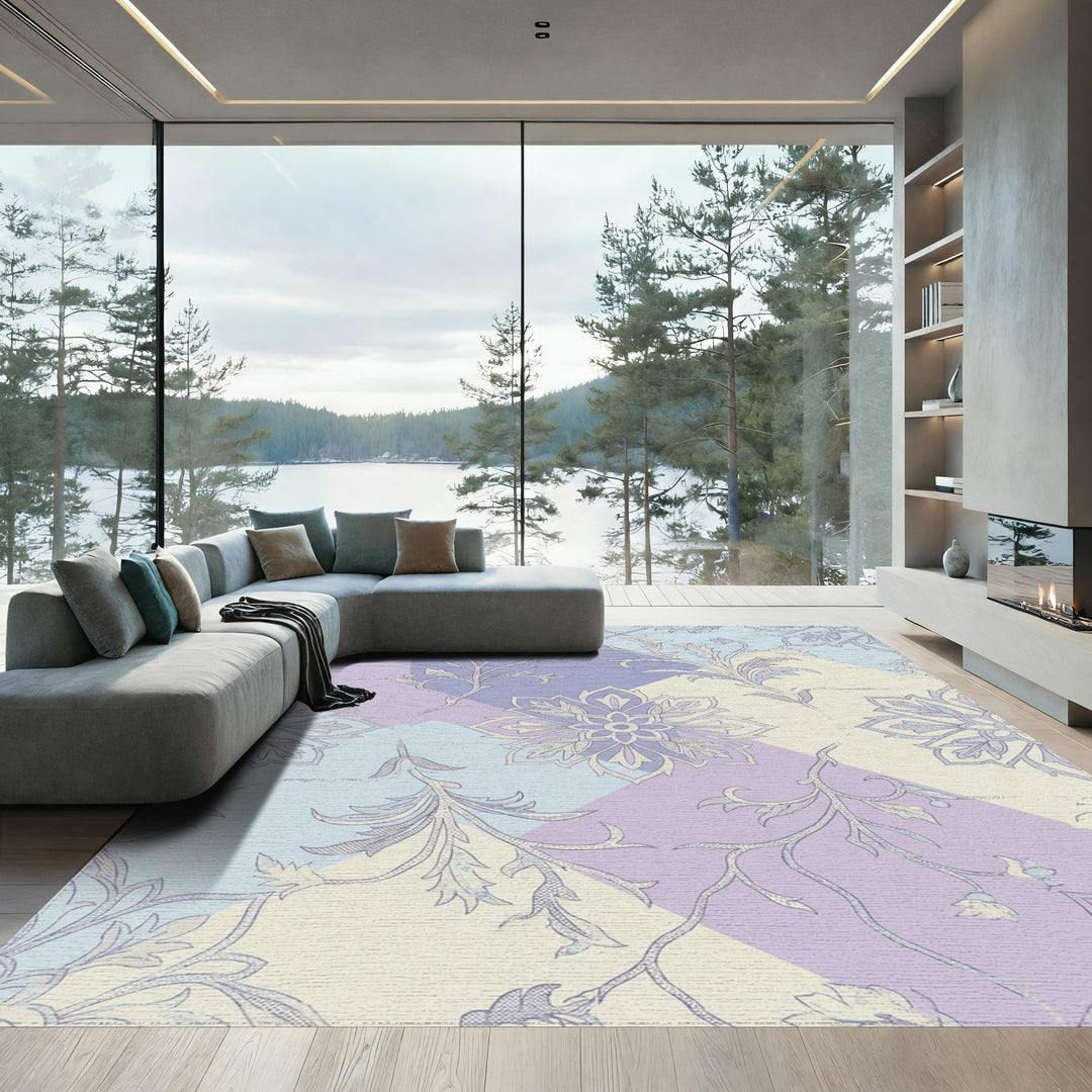 Patchwork Lavender Floral Vine Rug