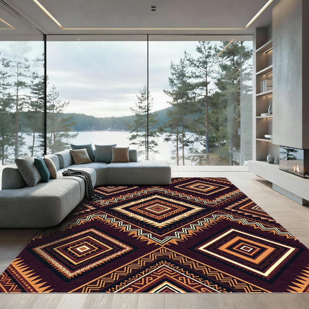 Tribal Geometric Diamond Rug