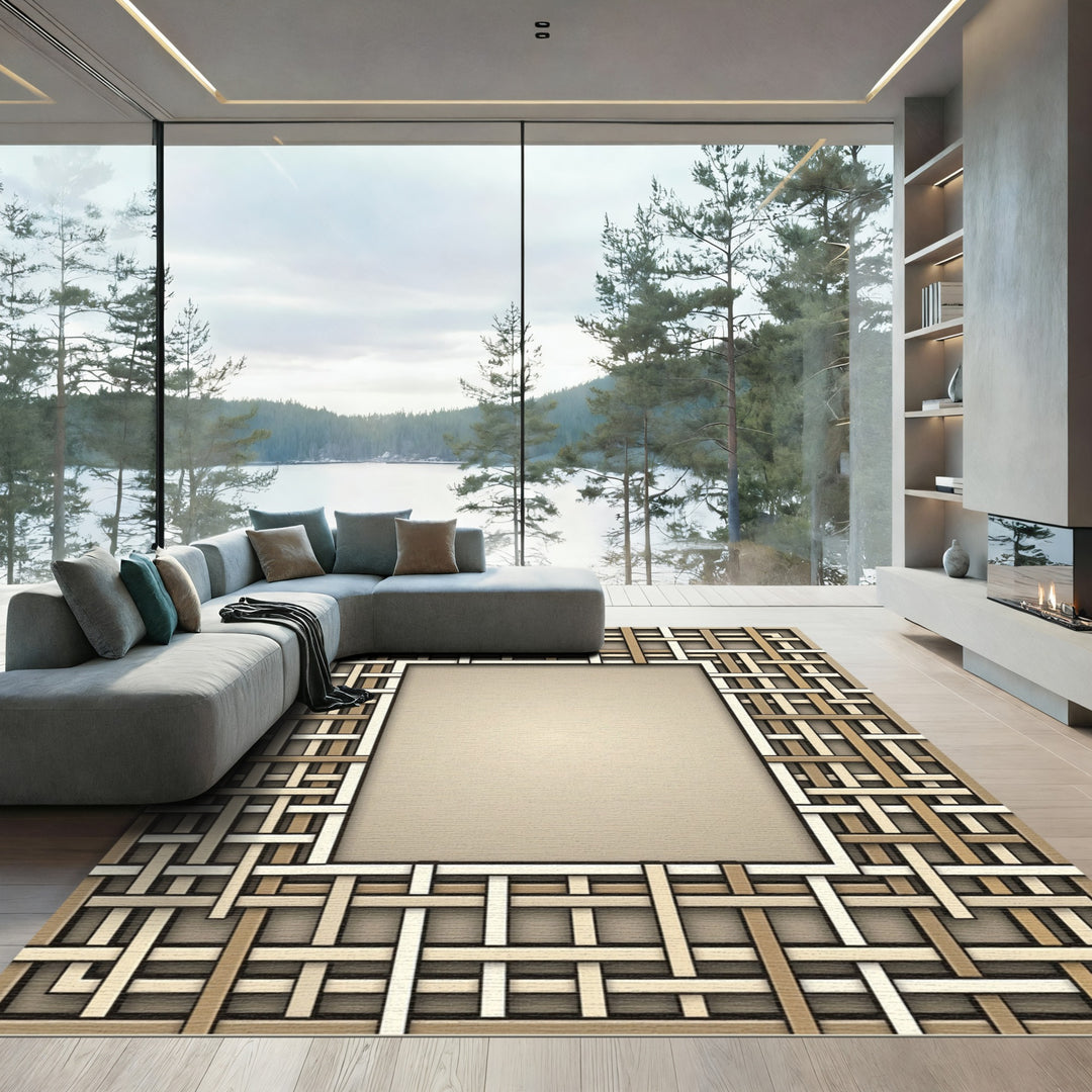 Neutral Tones Woven Lattice Rug