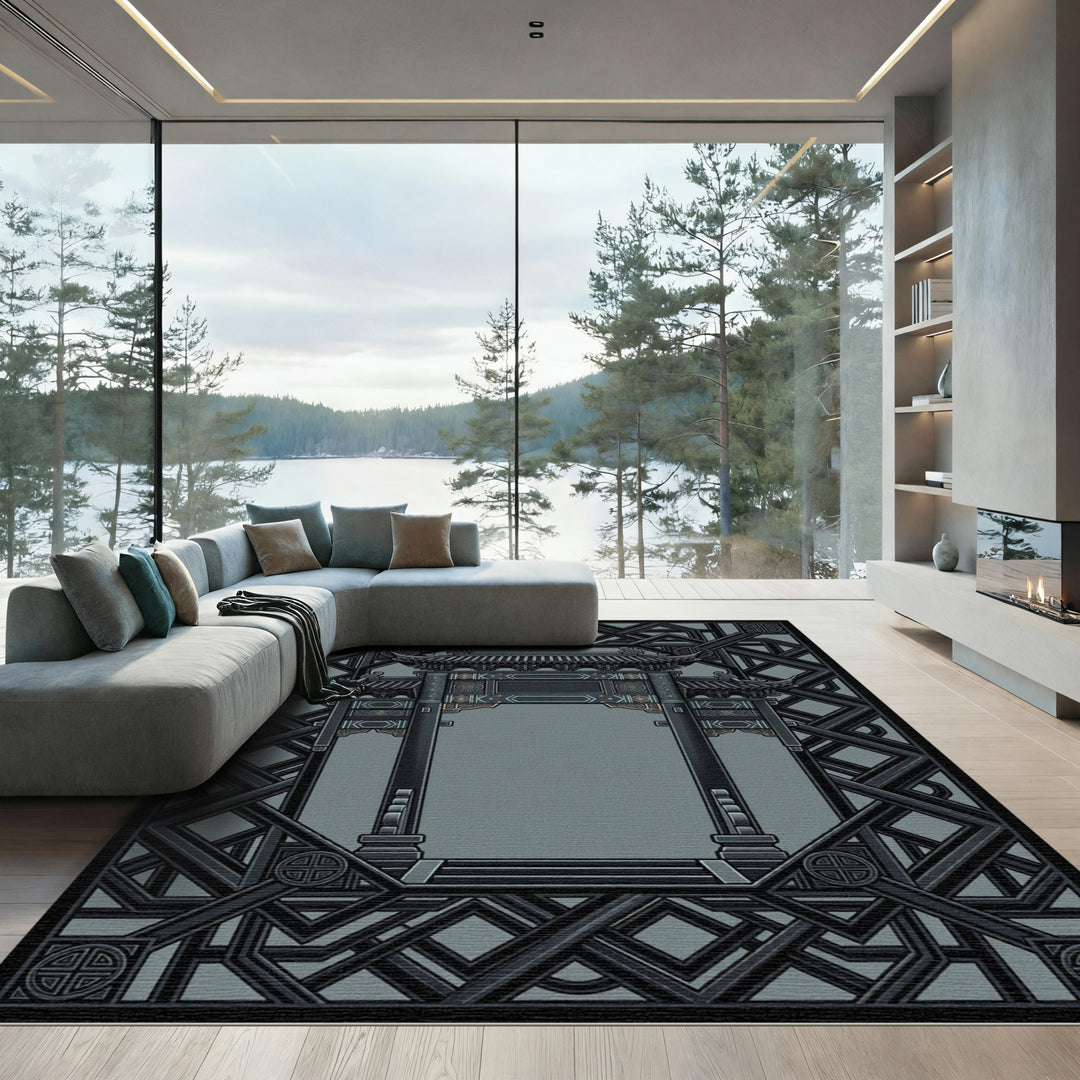 Antique Gray Ornate Archway Rug