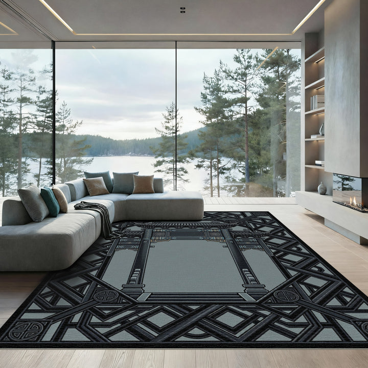 Antique Gray Ornate Archway Rug