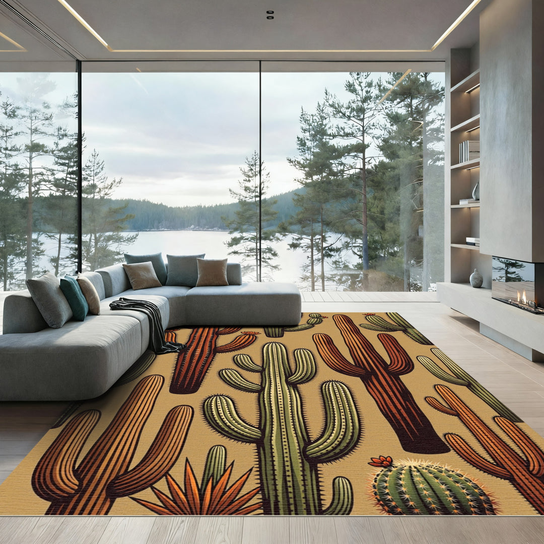 Desert Cactus Garden Grove Artwork Rug