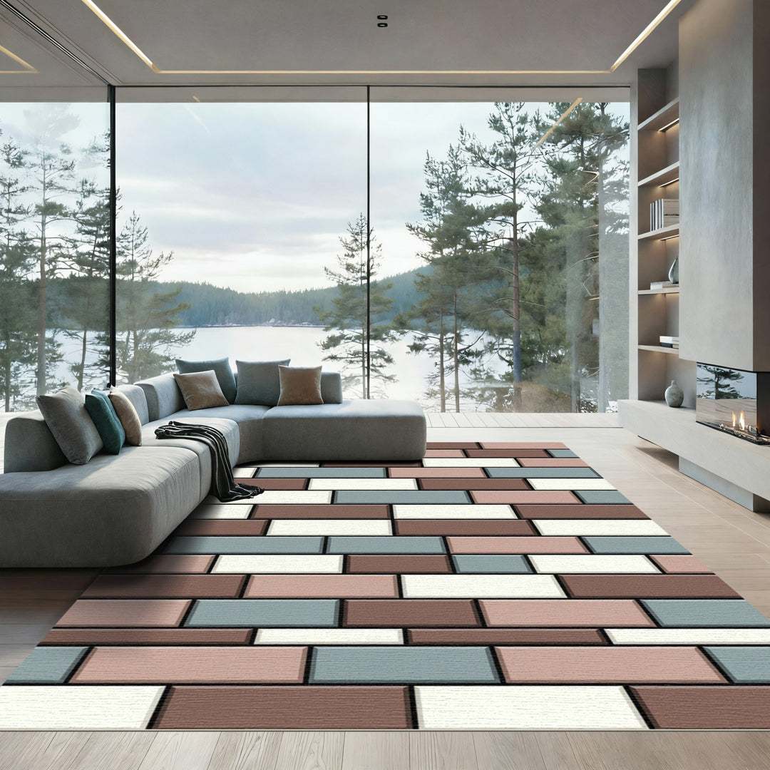 Subtle Brickwork Color Block Rug