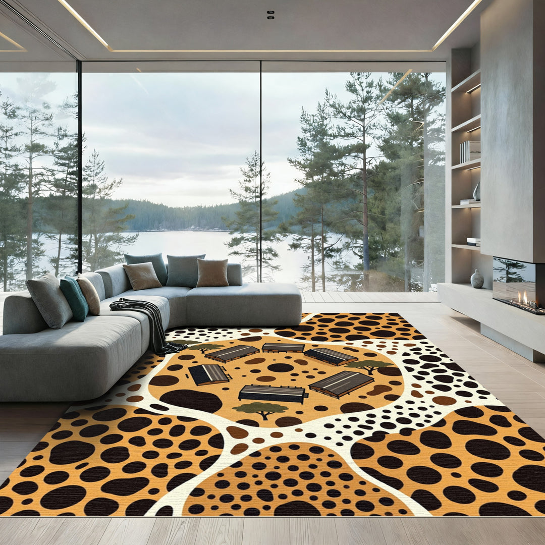 Brown Abstract Animal Spot Village Rug