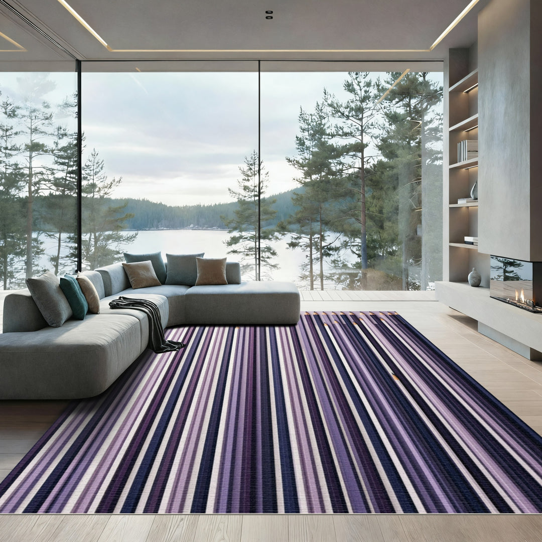 Modern Violet Tone Vertical Stripes Rug