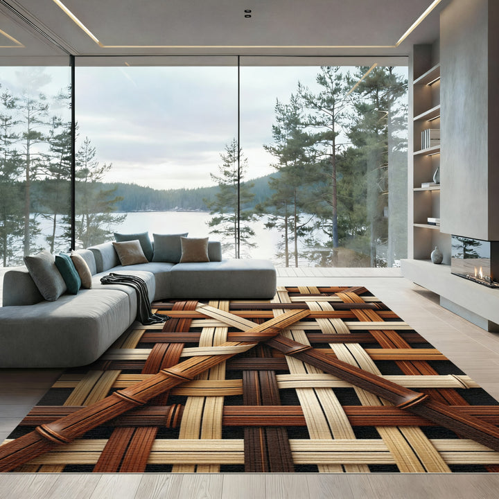 Natural Woven Bamboo Texture Rug