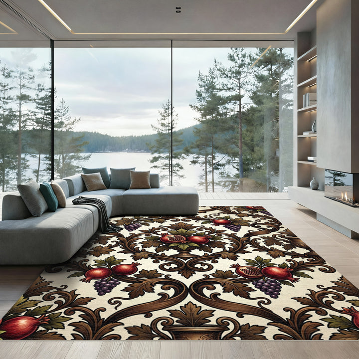 Rich Pomegranate Grape Acanthus Vines Rug