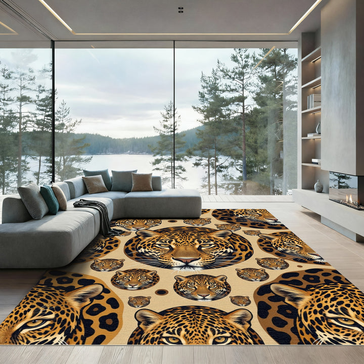 Golden Leopard Spot Collage Rug