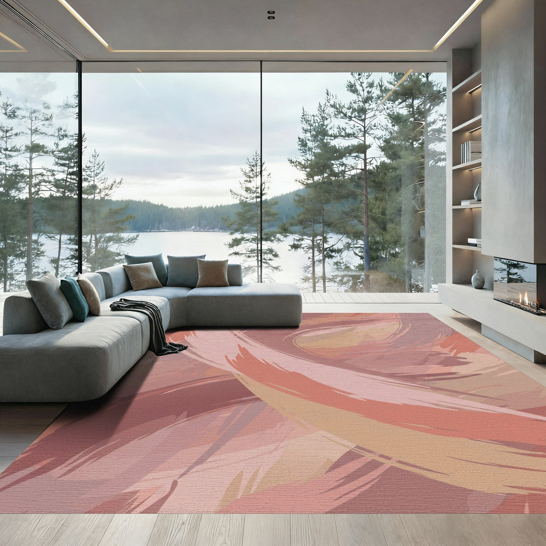 Dusty Rose Brushstroke Swirl Rug