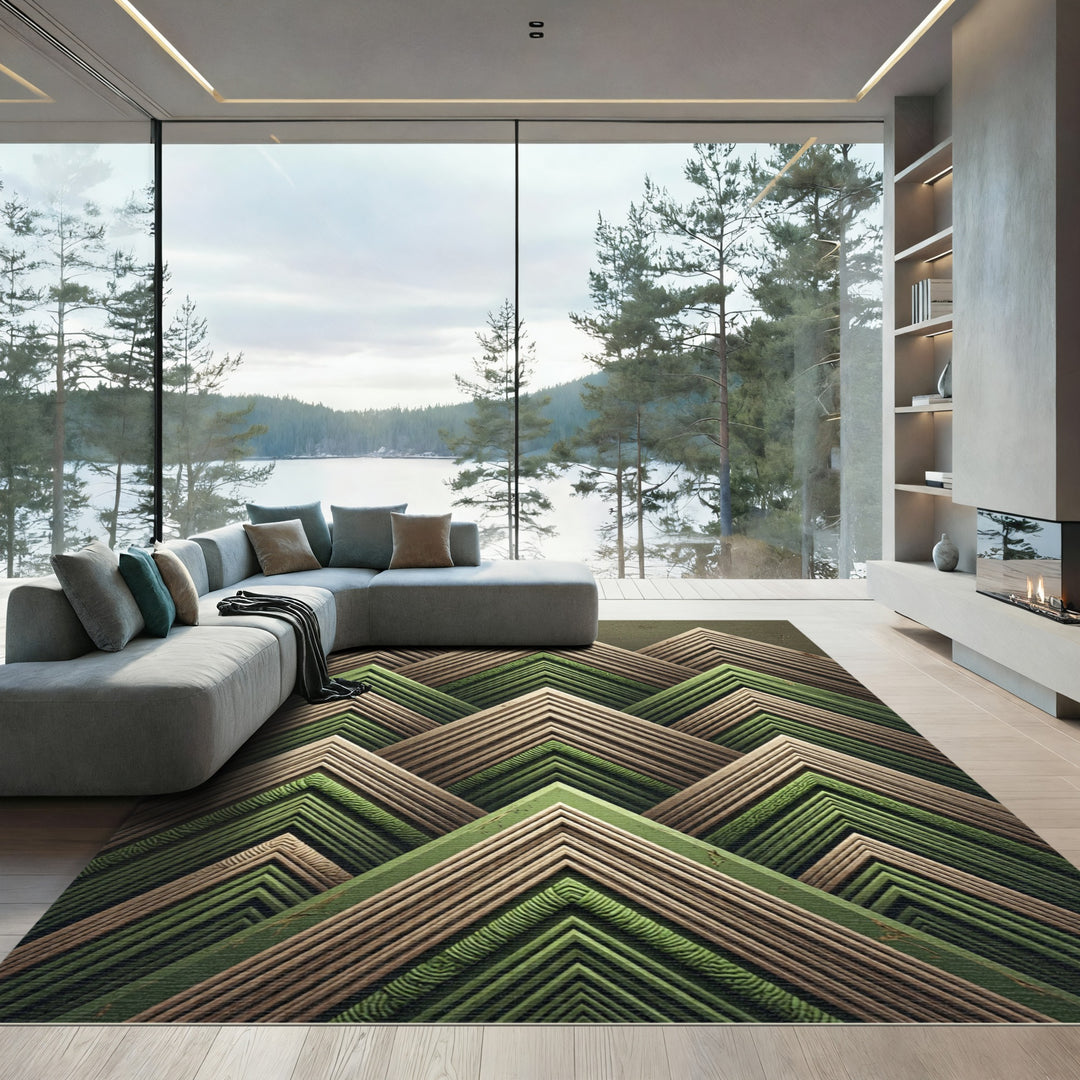 Layered Mountain Peaks Geometric Rug