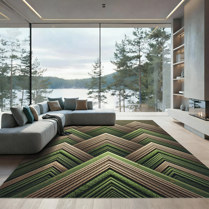 Layered Mountain Peaks Geometric Rug