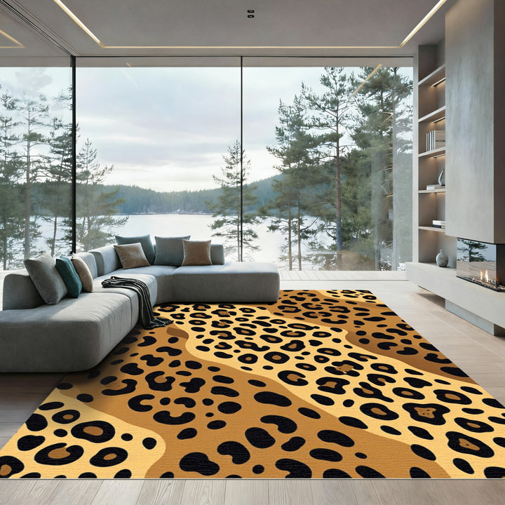 Bold Leopard Spots Abstract Rug