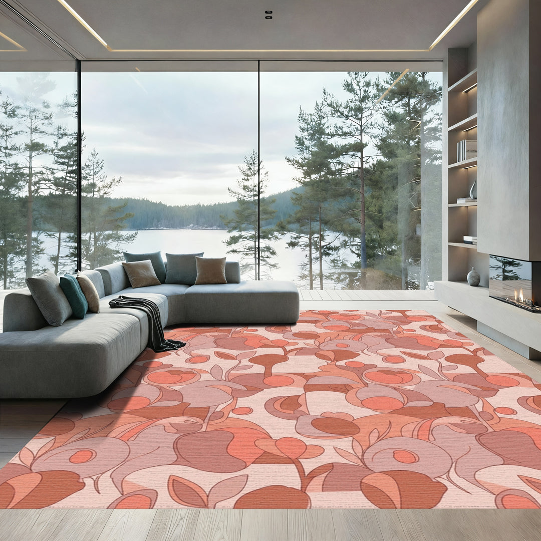 Retro Abstract Floral Garden Rug