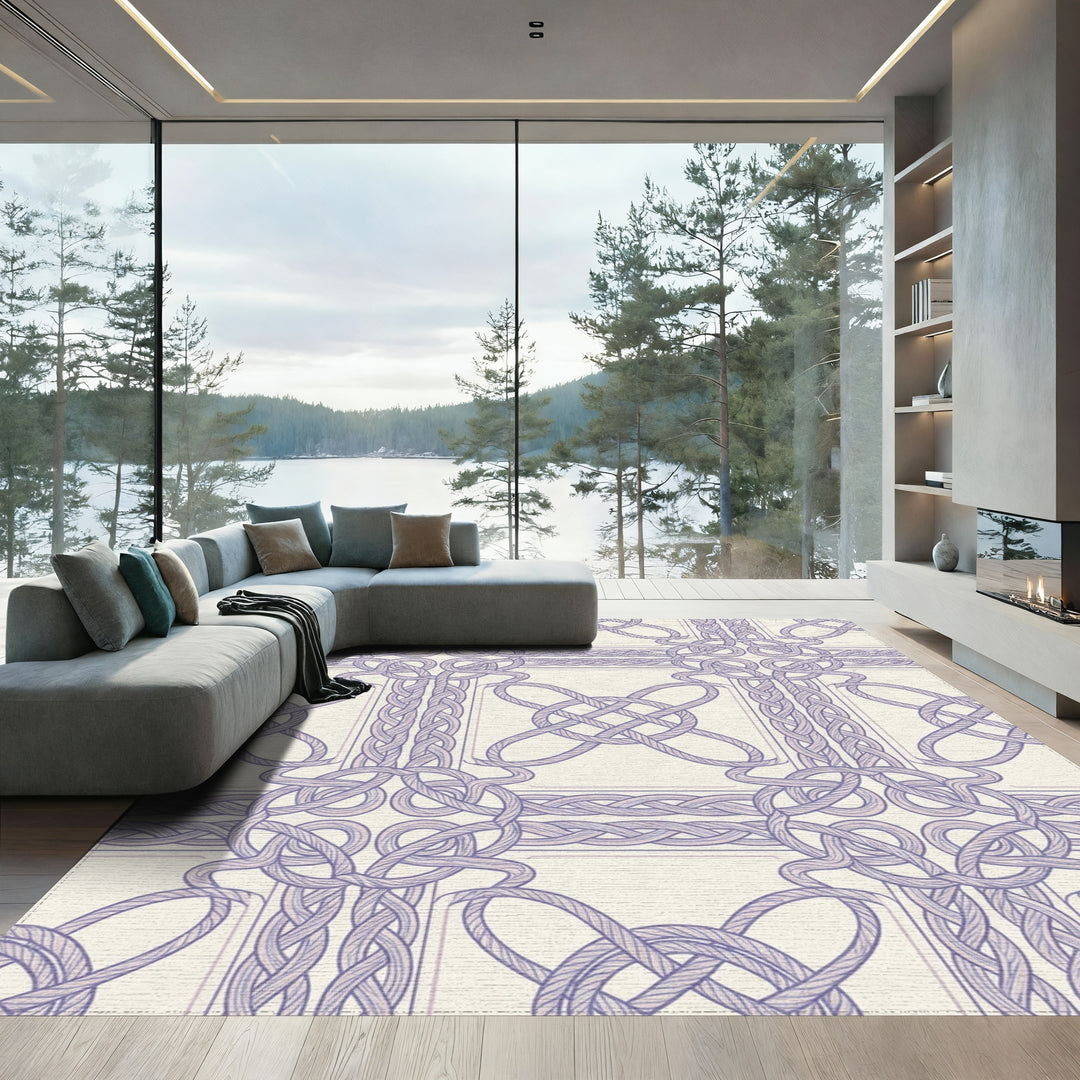 Lavender Interlaced Rope Square Rug
