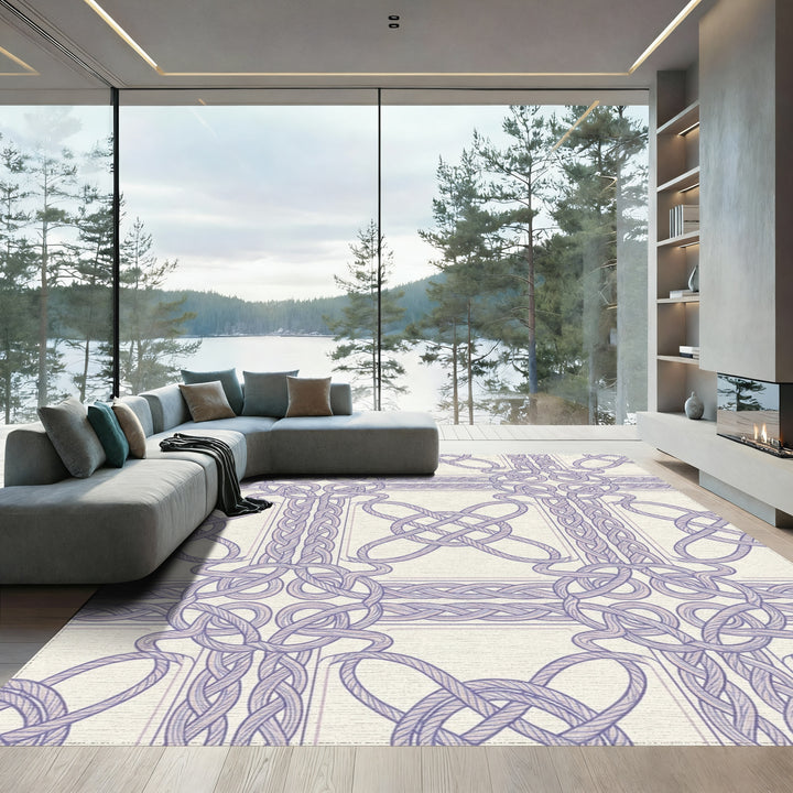 Lavender Interlaced Rope Square Rug