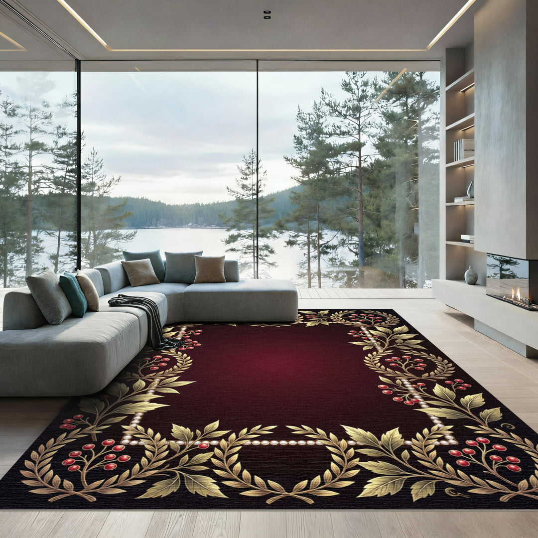 Gilded Laurel Berry Garland Frame Rug