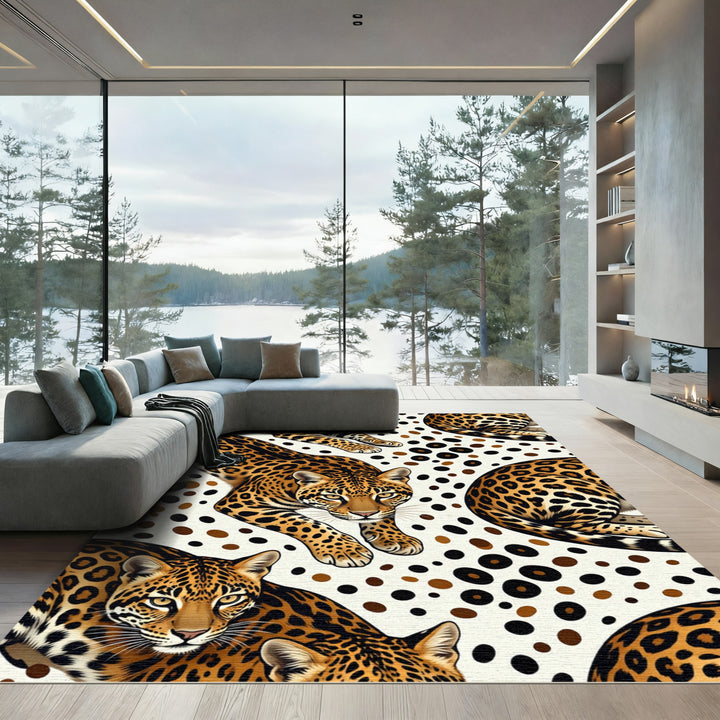 Expansive Jaguar Spots Abstract Rug