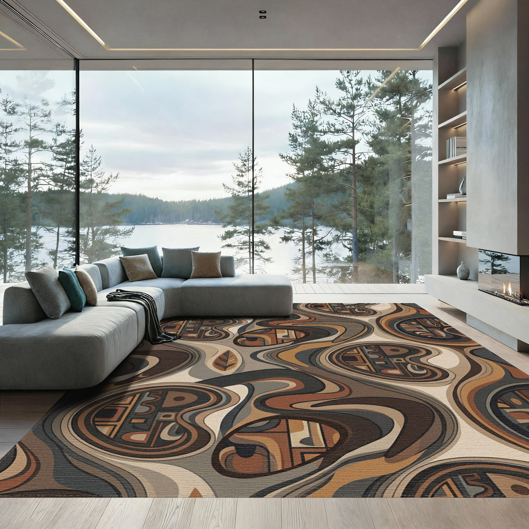 Earthy Abstract Organic Flow Rug