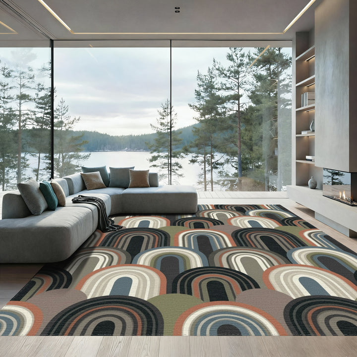 Abstract Arched Layers Earthy Tones Rug