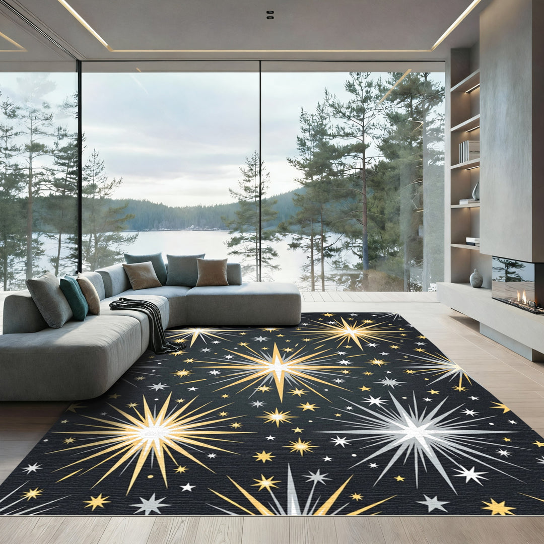 Sparkling Starburst and Twinkle Pattern Rug