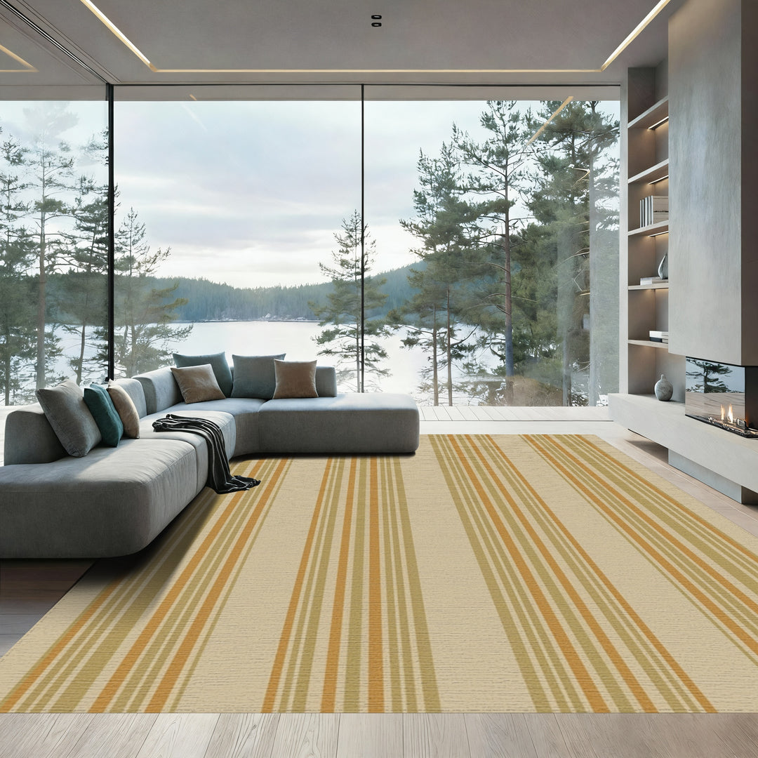 Earthy Beige Vertical Stripe Rug