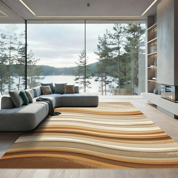 Sandy Beach Layered Wave Rug
