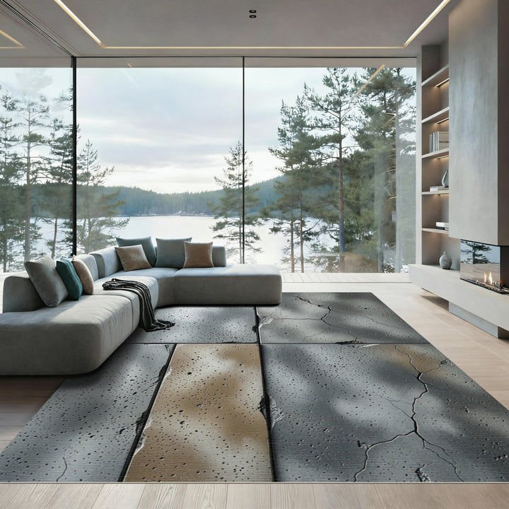 Cracked Concrete Texture Rug