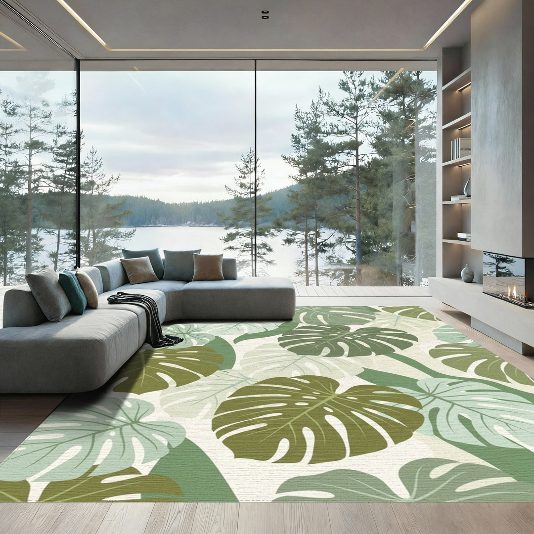 Tropical Monstera Leaf Medley Rug
