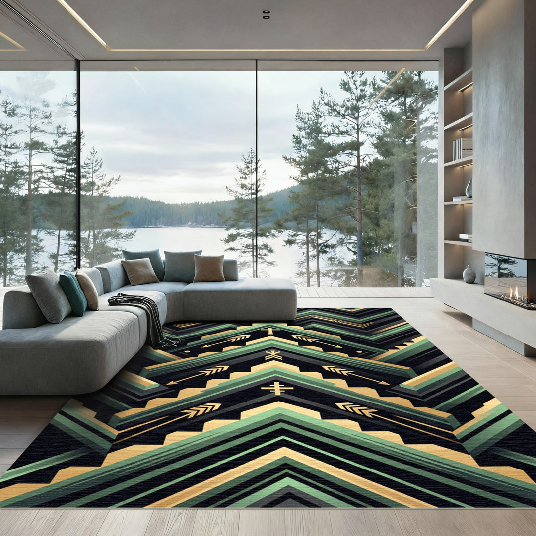 Geometric Arrows Cross Terracotta Rug