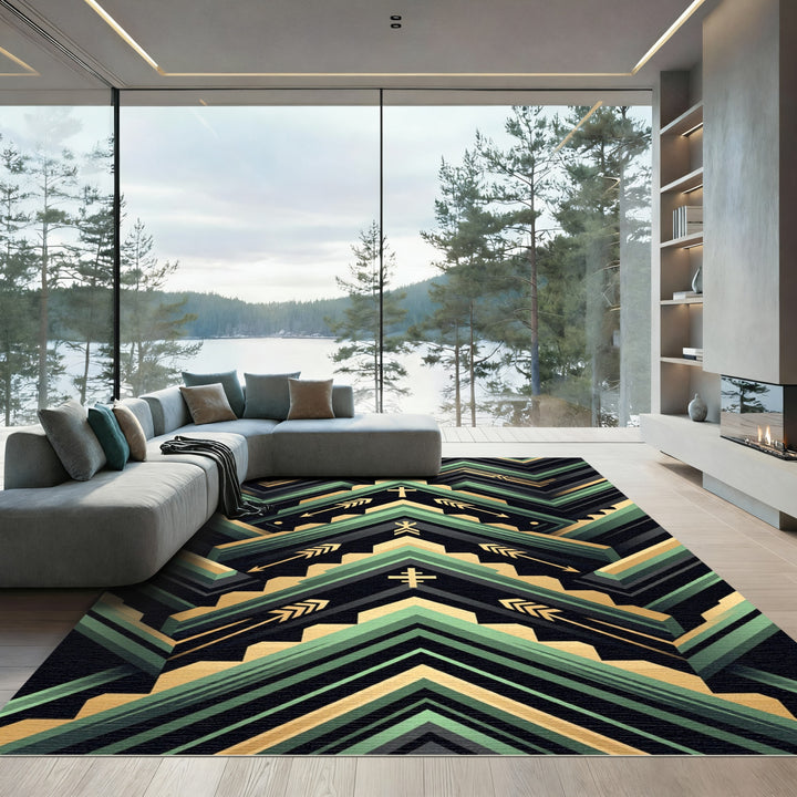 Geometric Arrows Cross Terracotta Rug