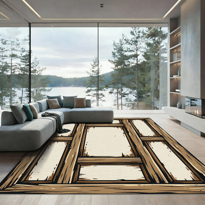 Rustic Wood Grain Paneling Rug