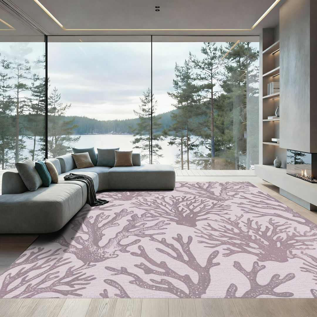 Lilac Coral Botanical Texture Rug