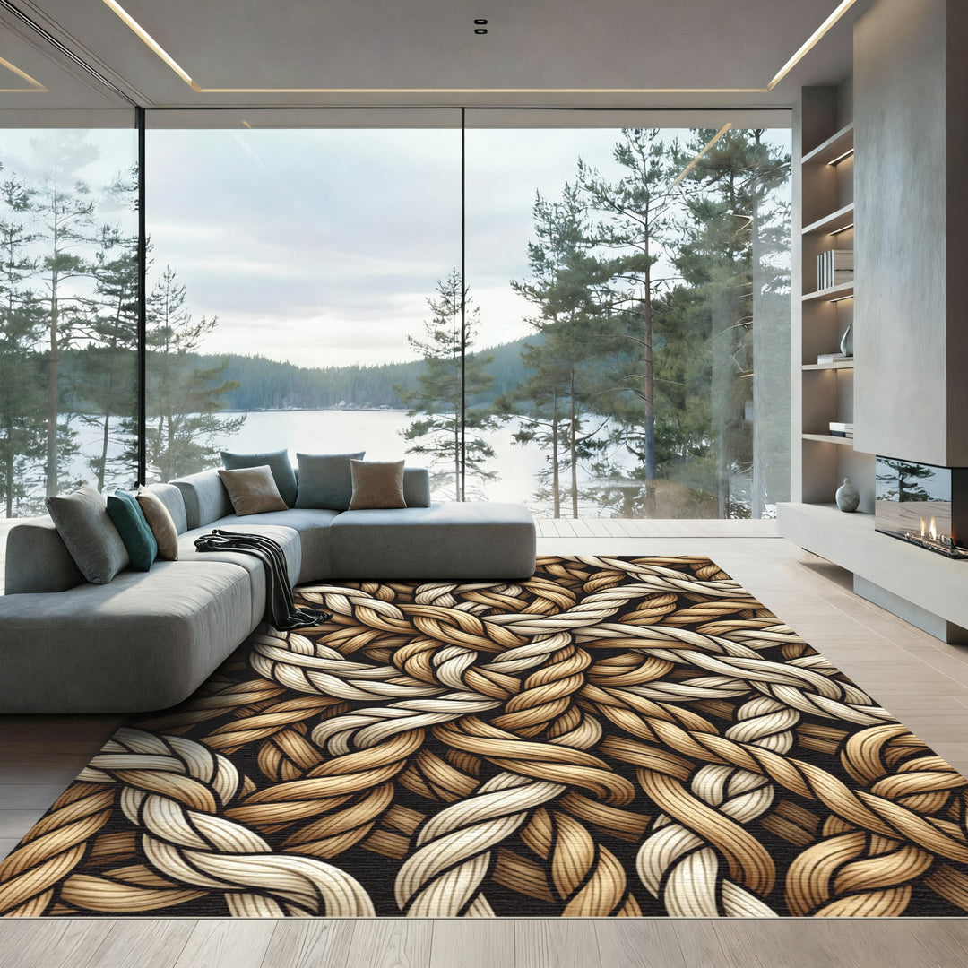 Intertwined Rope Textured Neutral Rug