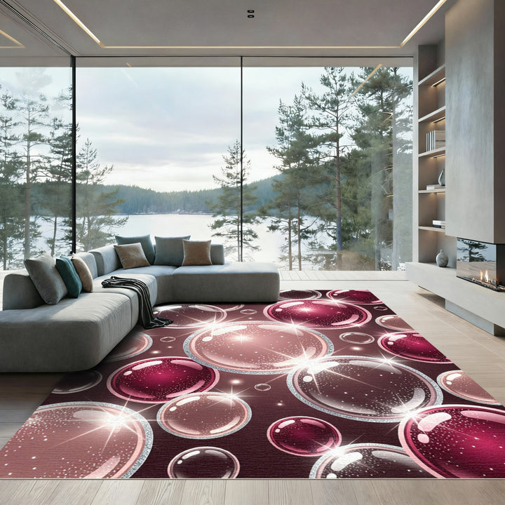 Sparkling Rose Gold Bubble Cluster Rug