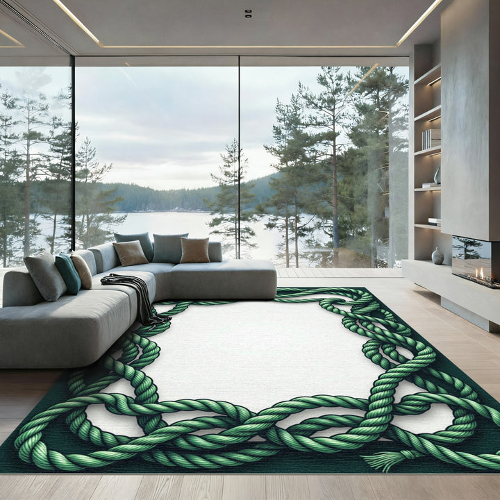 Braided Emerald Rope Frame Rug