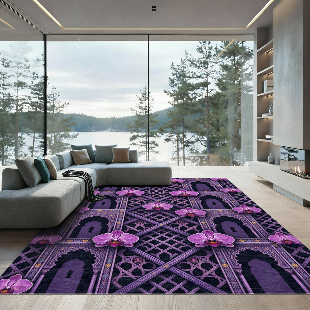 Ornate Purple Orchid Archway Rug