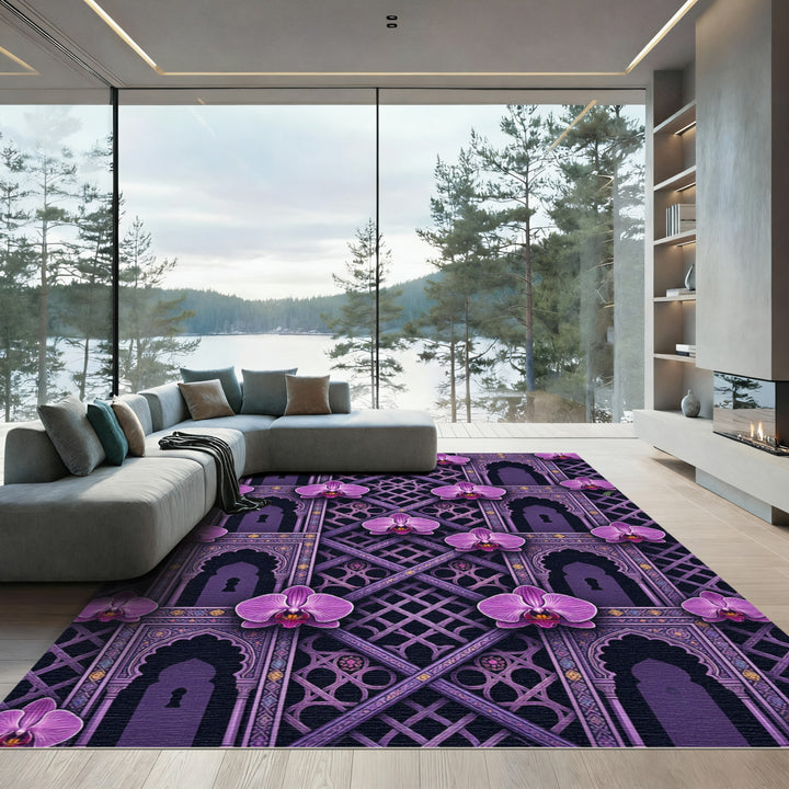 Ornate Purple Orchid Archway Rug