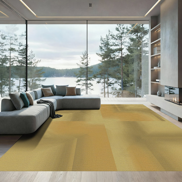 Golden Ochre Geometric Reflection Rug